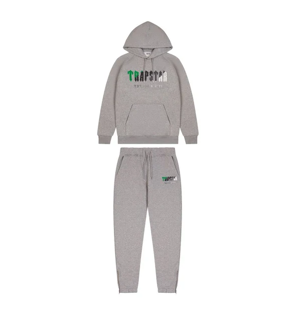Trapstar Chenille Decoded Hooded Tracksuit - Grey/Green Bee